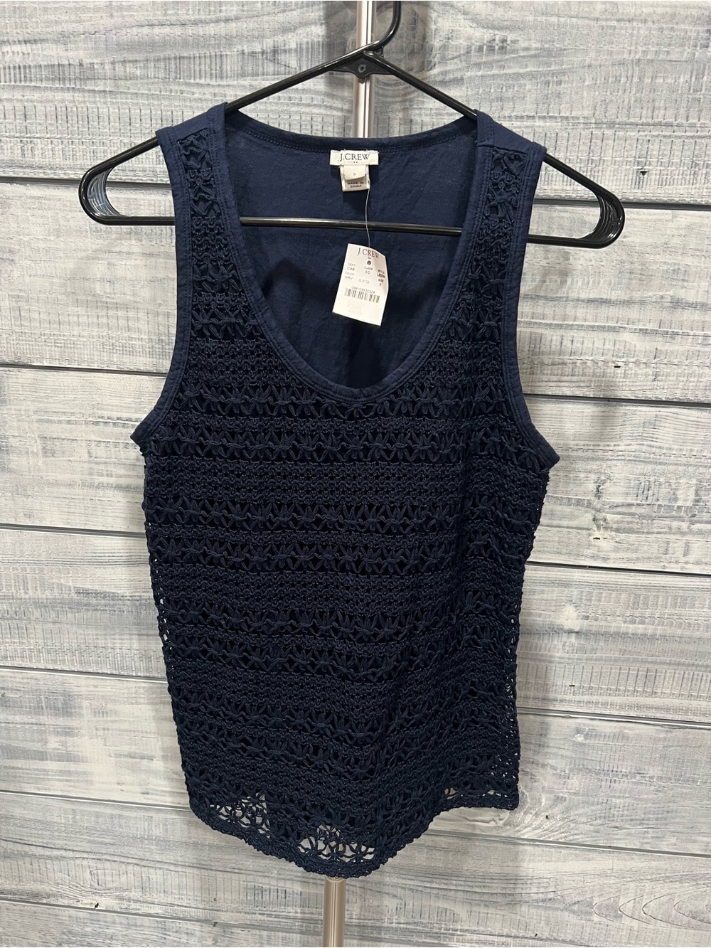 J. Crew Navy Crochet Knit Sleeveless Tank